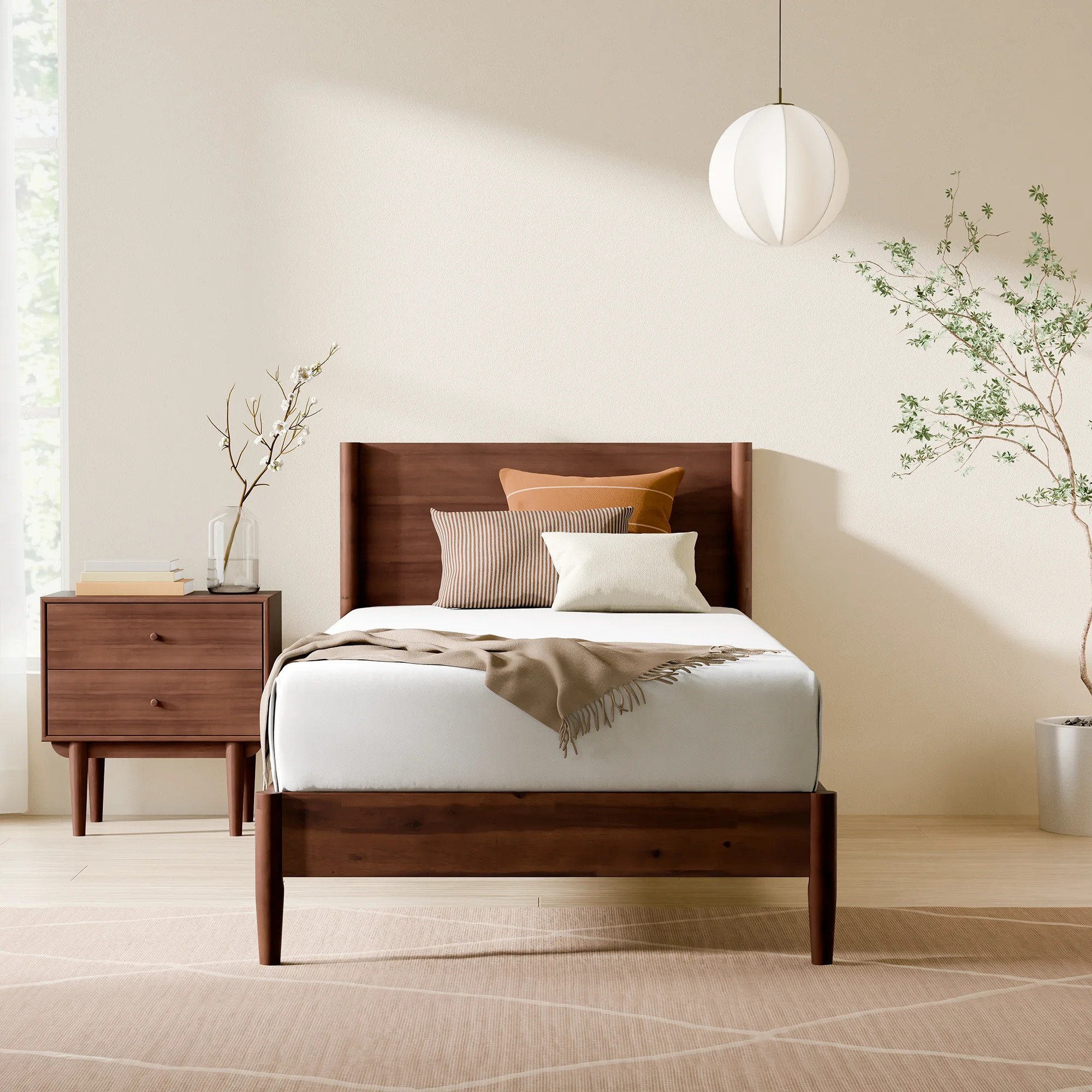Whitman Solid Wood Low Profile Mid-Century Modern Platform Bed | Wayfair North America