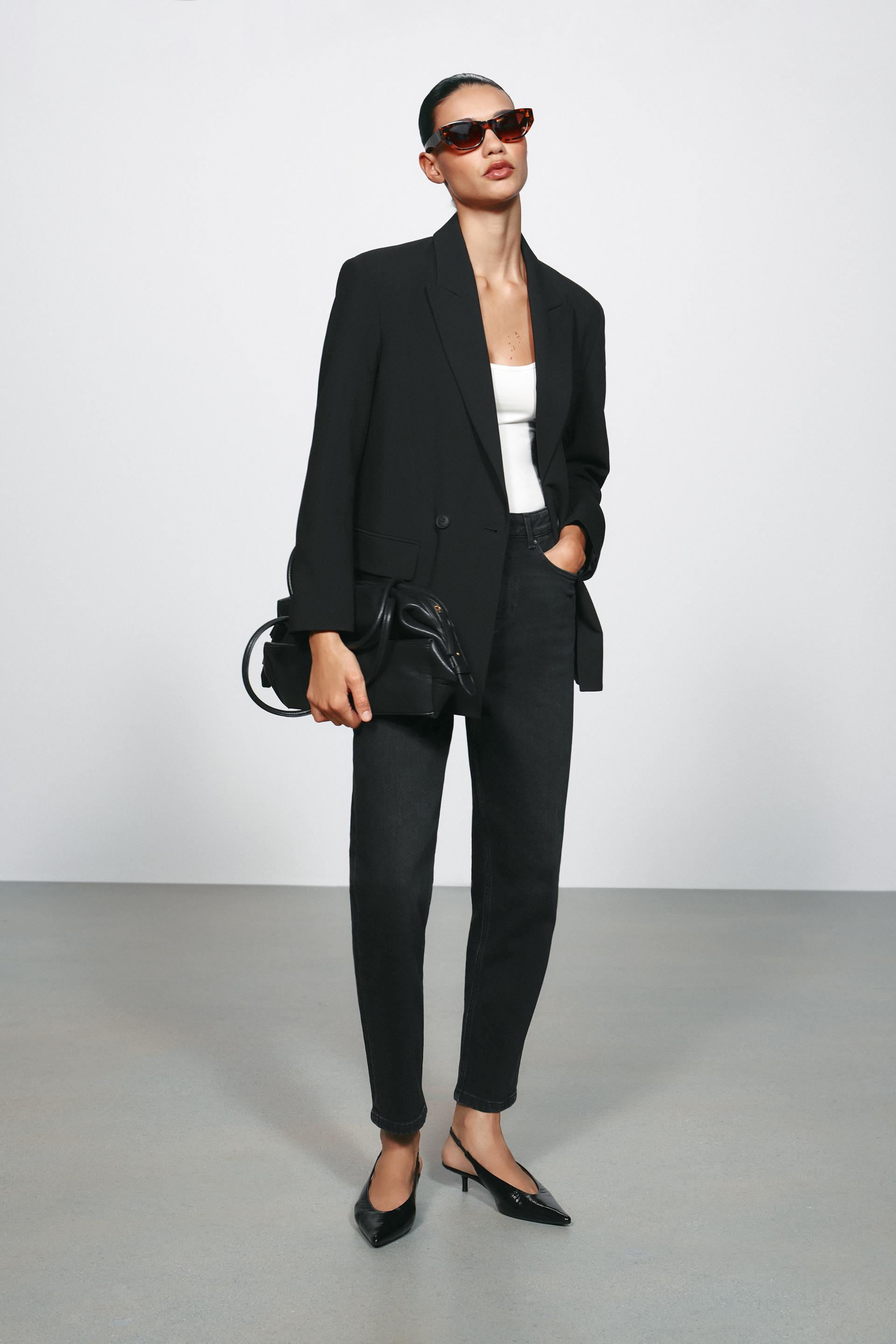 Zara - Oversized Double-Breasted Blazer - Black - S - Woman | Zara US