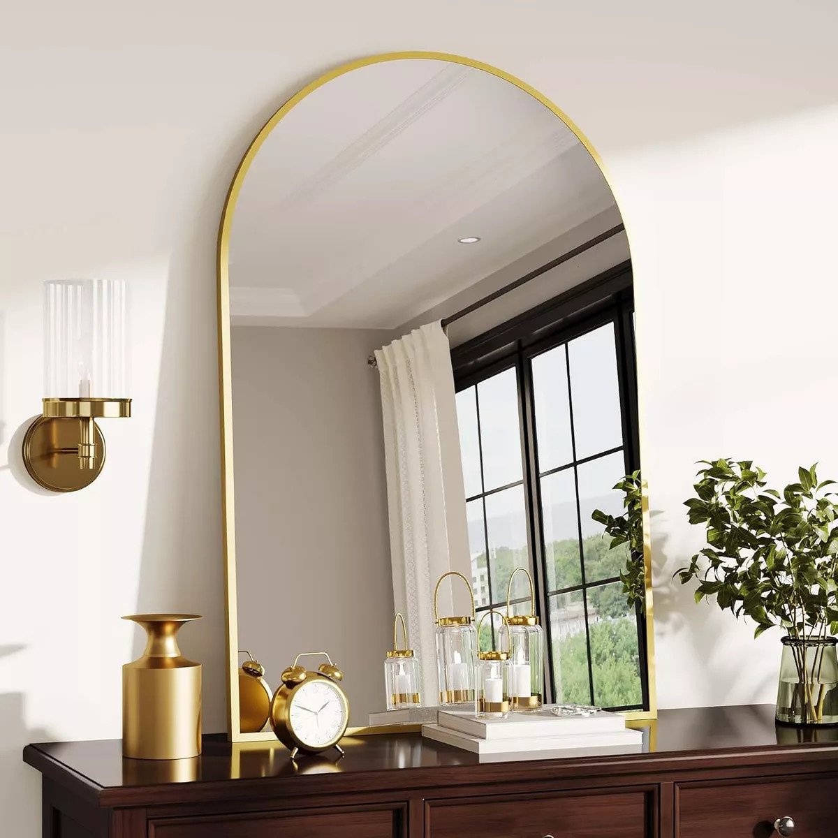 Arched Wall Mirror with Metal Frame – Modern Vanity Mirror for Bathroom, Bedroom, or Living Roo... | Target