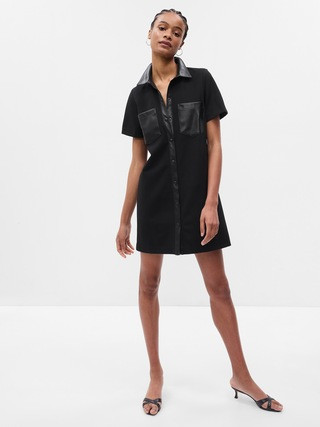 Faux-Leather Mini Shirtdress | Gap (US)