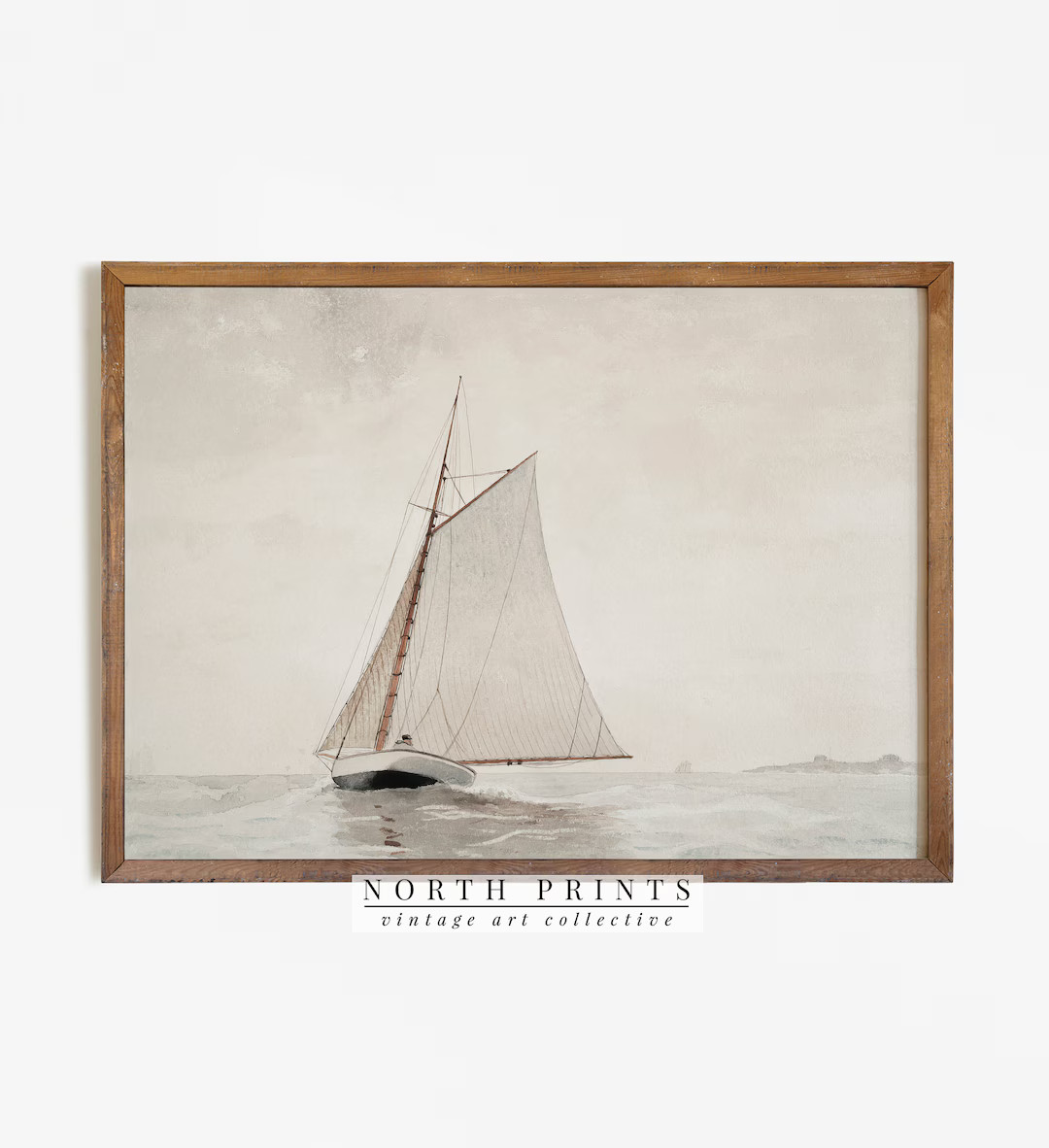 Muted Sailboat Watercolor Painting  Antique Lake House Print - Etsy UK | Etsy (UK)