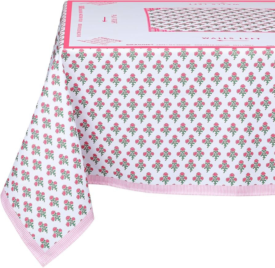 Moukeren Mahjong Tablecloth Pink Florals Card Table Cloth 55" x 55" Polyester Square Tablecloth G... | Amazon (US)