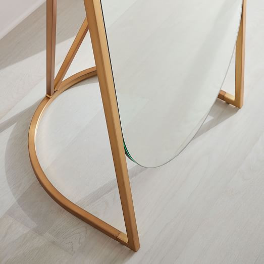 Folded Ellipse Standing Mirror - Antique Brass | West Elm (US)