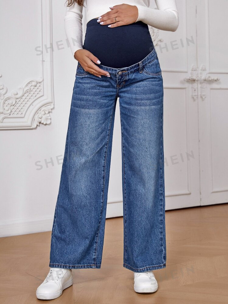 SHEIN Maternity Wide Leg Jeans | SHEIN