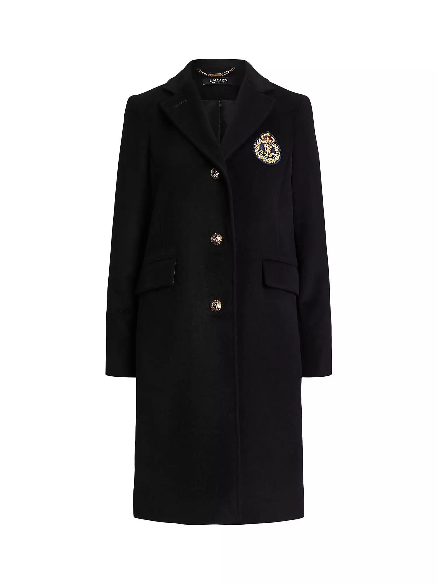 Ralph Lauren Crest Cashmere Blend Coat, Black | John Lewis (UK)