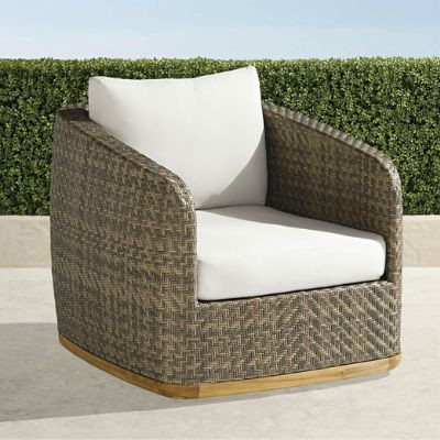 Santa Barbara Swivel Lounge Chair & Artisan Woven Wicker with Teak Base | Frontgate