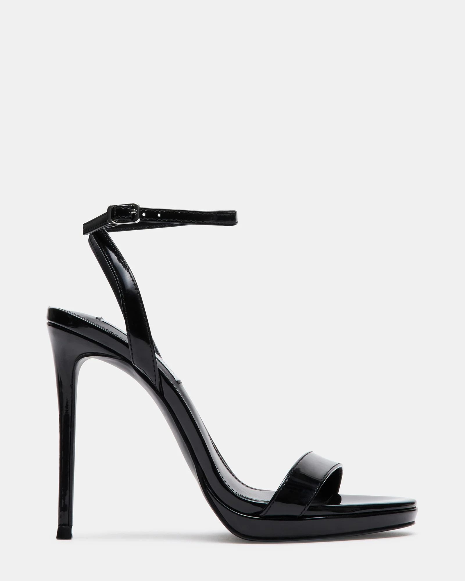 WAFER Black Patent Strappy Heels | Women's Platform Sandals | Steve Madden (US)