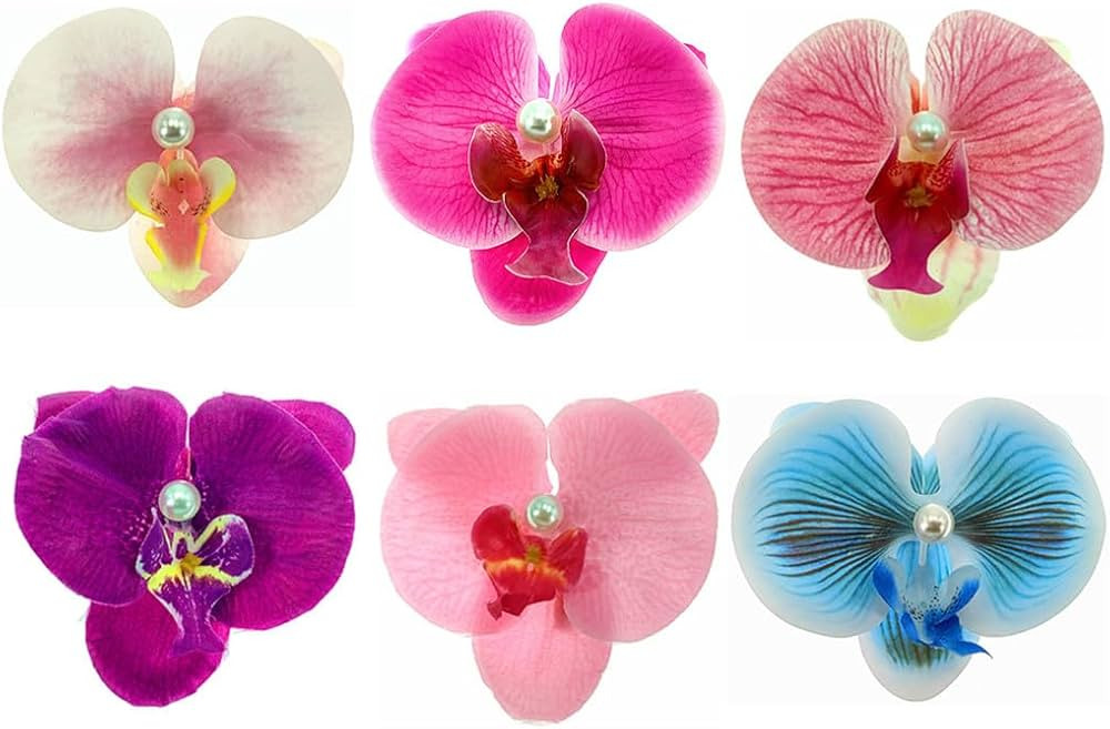 ALIMITOPIA Flower Hair Clip Bohemia Hawaiian Fabric Artificial Moth Orchid Flower Alligator Hair ... | Amazon (US)