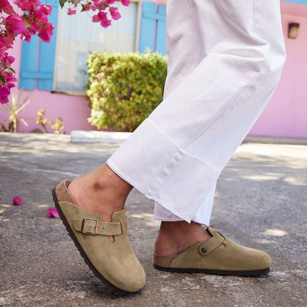 Womens Birkenstock Boston Soft Footbed Clog - Taupe | Journeys