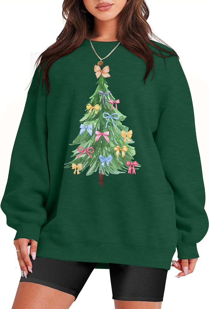 VILOVE Christmas Sweatshirt for Women Funny Christmas Tree Christian Shirt Crewneck Long Sleeve X... | Amazon (US)