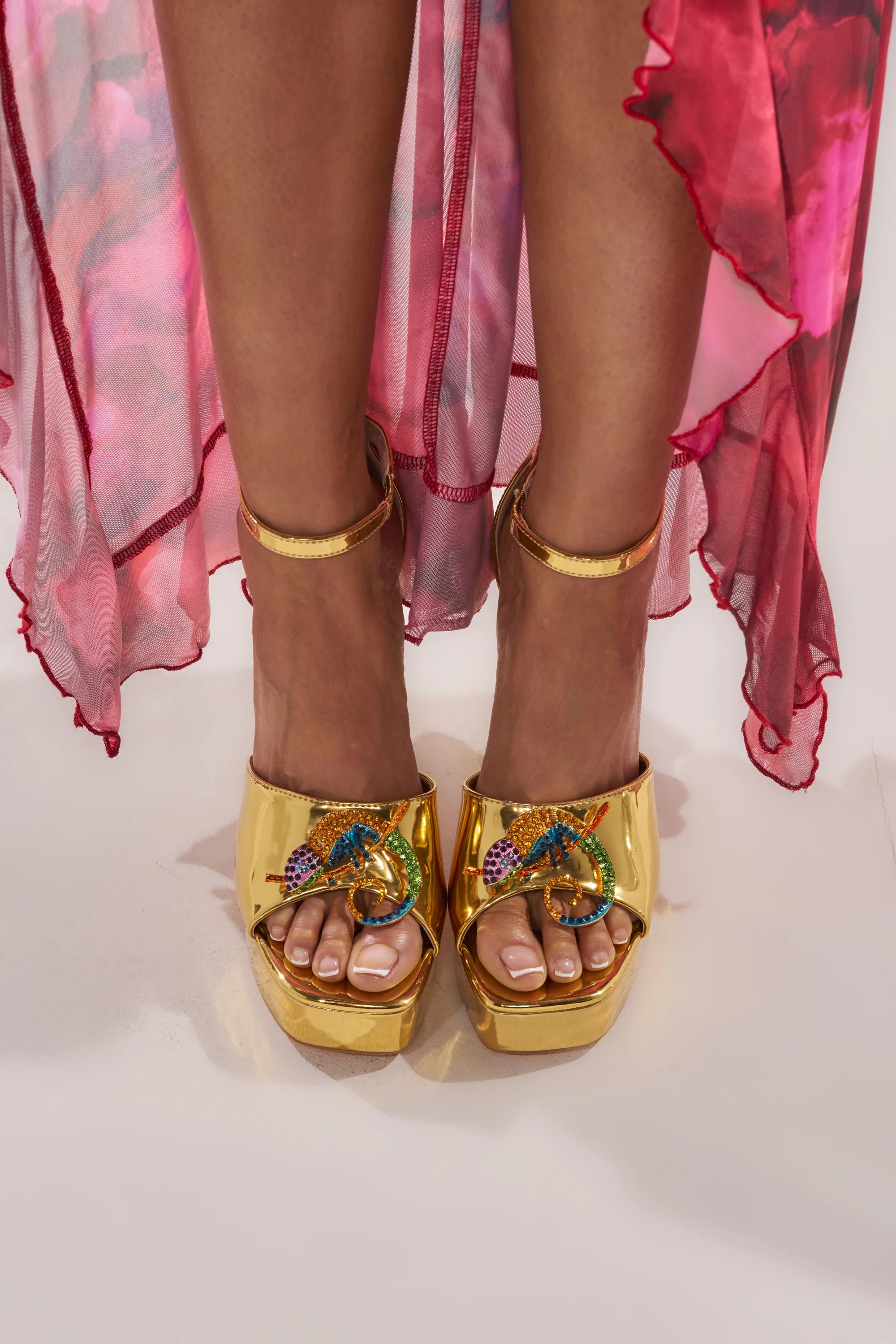 AZALEA WANG PASQUALE GOLD IGUANA EMBELLISHED SANDAL | AKIRA