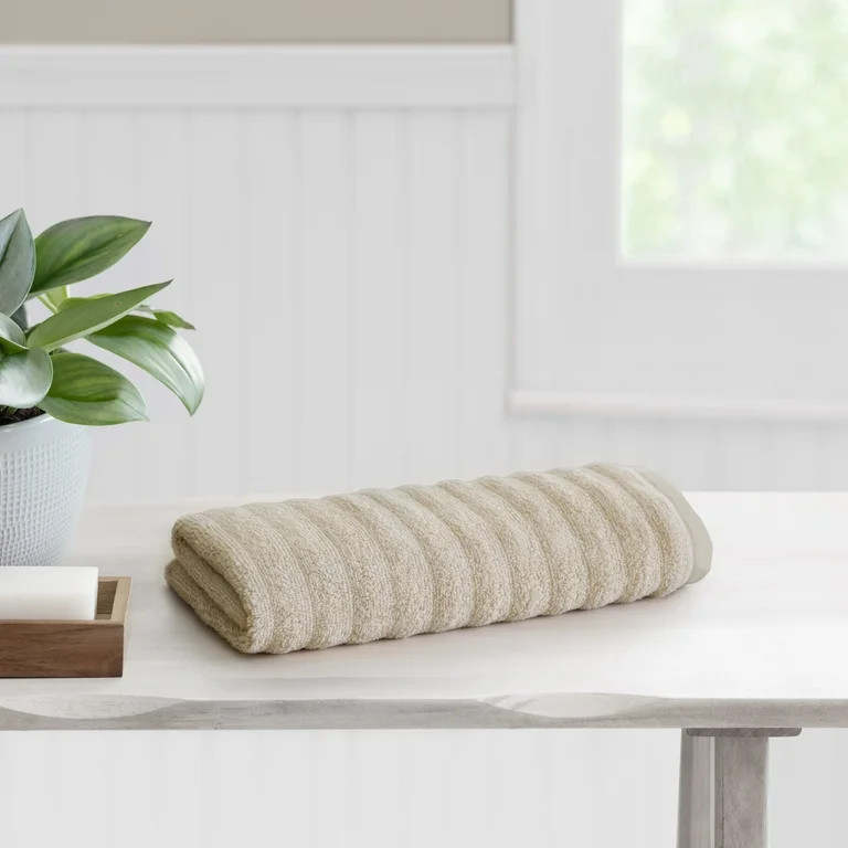 Performance Textured Hand Towel, 16" x 26", Beige - Mainstays | Walmart (US)