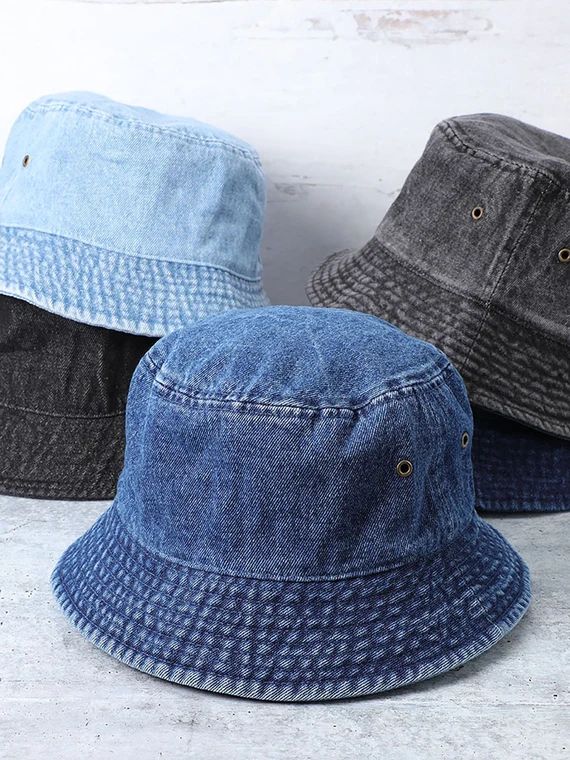 Vintage 100% Washed Cotton Canvas Denim Bucket Hat Casual | Etsy | Etsy (US)