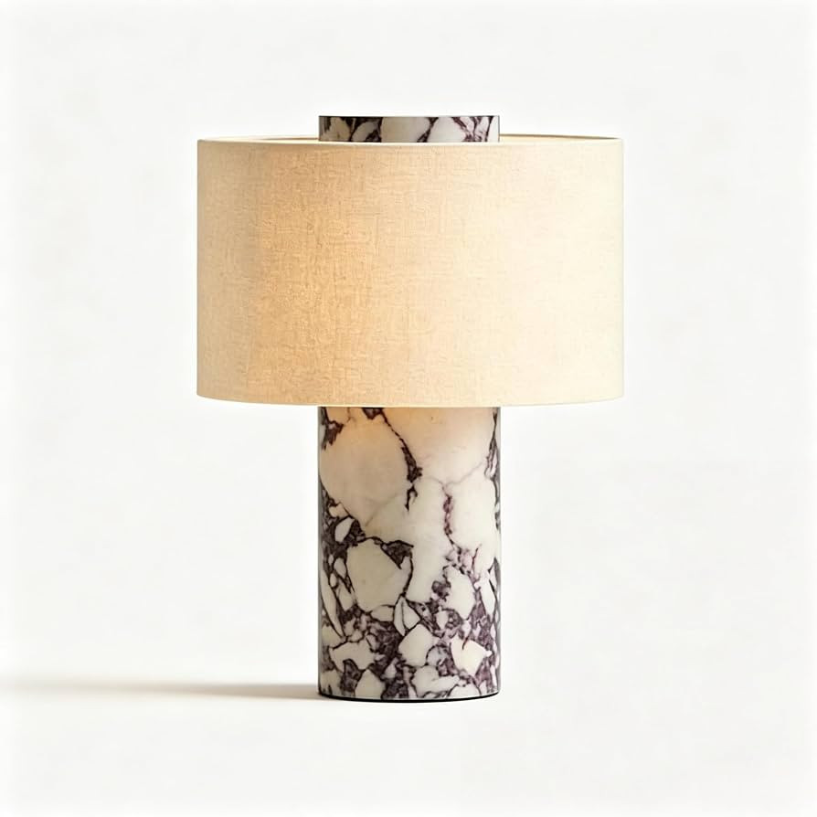 Marble Luxury Stone Rechargeable Touch Table Lamp Cylindrical Linen Fiber Lampshade High End Ligh... | Amazon (US)