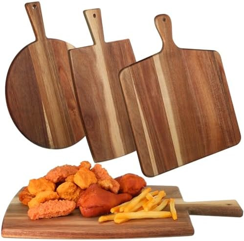 Zhehao 3 Pcs Acacia Wood Cutting Board Set with Handle for Charcuterie Cheese Chopping Serving Bo... | Amazon (US)