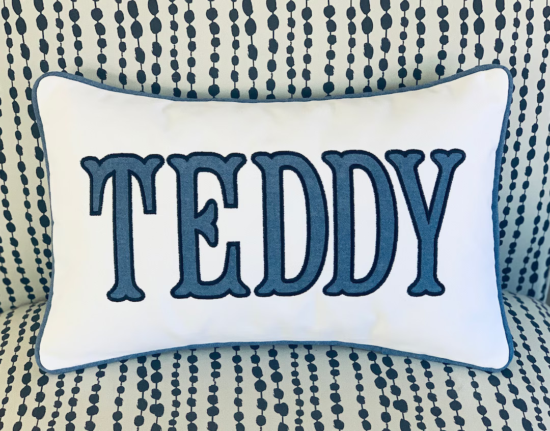 Custom Applique Personalized Name Pillow With Insert, Monogram Boudoir Pillows, Long Lumbar With ... | Etsy (US)