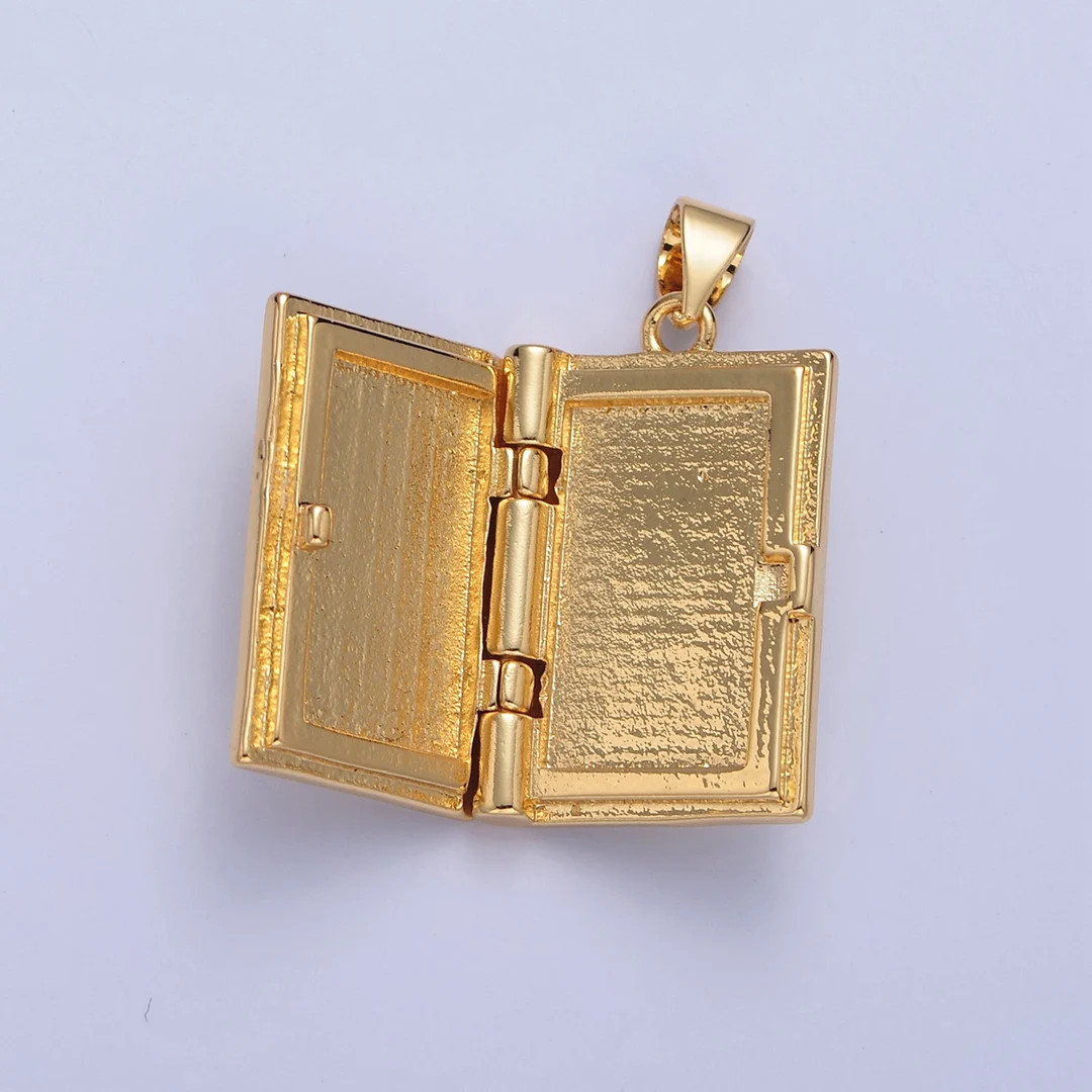 24K Gold Filled Openable Diary Book Pendant, Gold Rectanglular Diary Pendant, Gold Square Medalli... | Etsy (US)