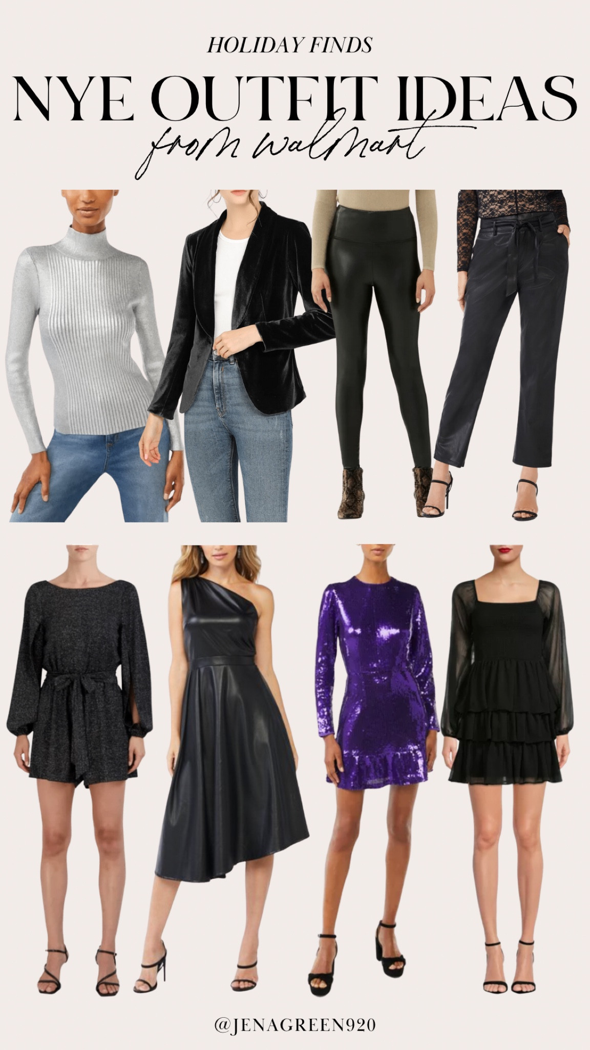 NYE outfit ideas | sparkly dress | Leather Dress | Sparkly Romper | Leather Pants | Velvet Blazer 

#LTKSeasonal #LTKHoliday #LTKunder50