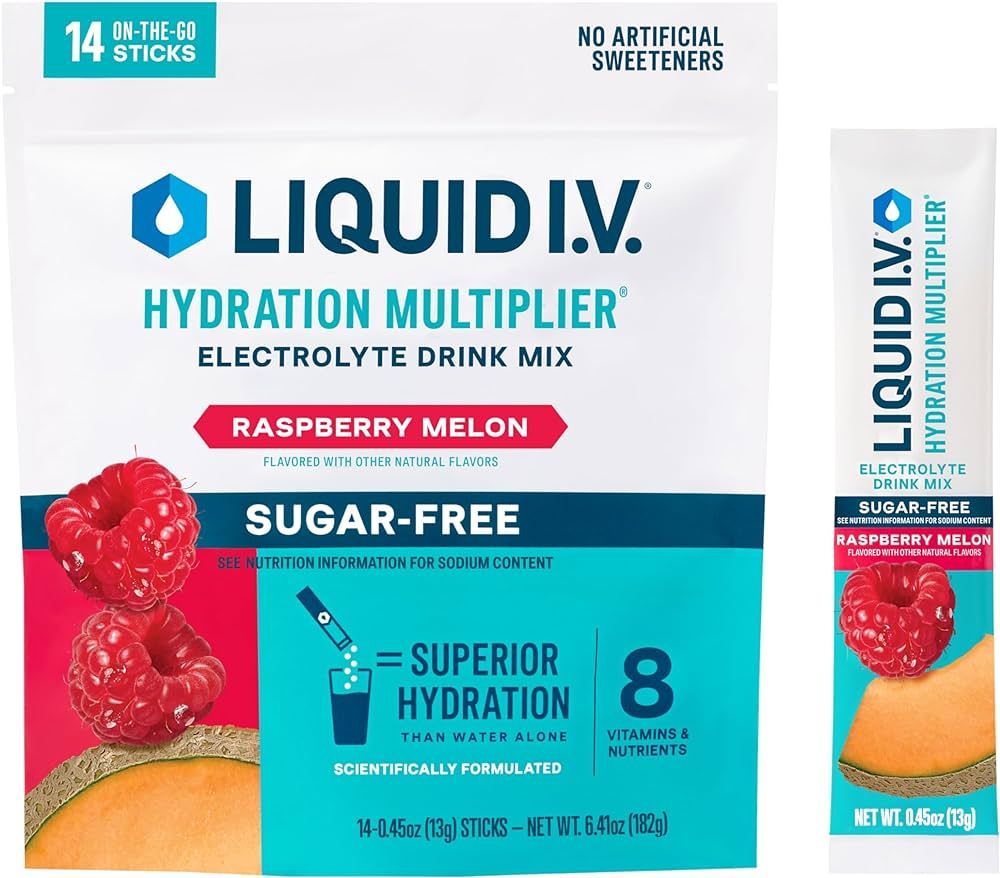 Liquid I.V.® Hydration Multiplier® Sugar-Free - Raspberry Melon - Hydration Powder Packets | El... | Amazon (US)
