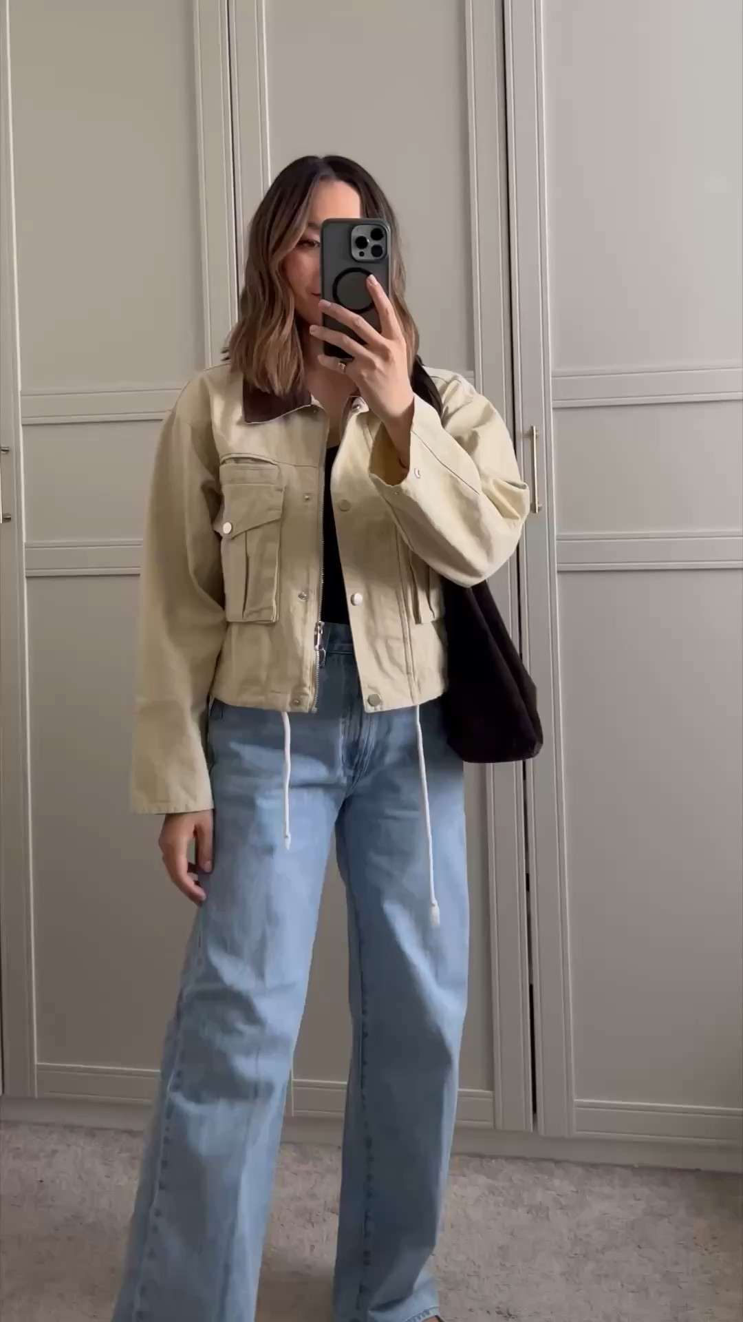 Amazon barn jacket find under $50 - wearing small, 100% cotton 

Aritzia Farrah wide leg jeans 
Madewell Greta ballet flats
Reformation tote 

Spring style / spring outfit 

#LTKootd #LTKSeasonal