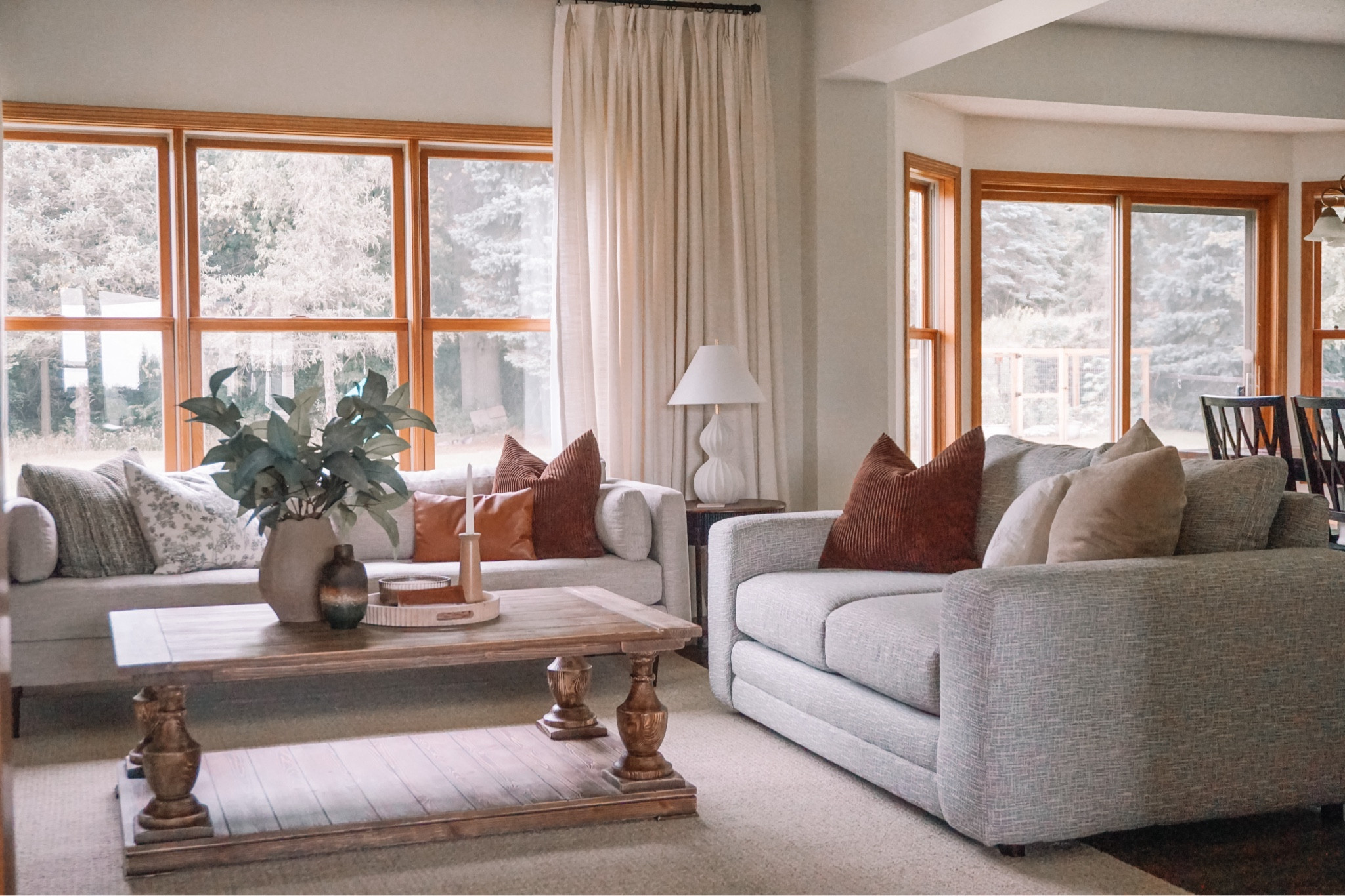 Living room makeover with Slumberland Furniture! 

Batik Platinum Loveseat & Eder Cloud Sofa
Wool area rug is 9x13
Wood coffee table, ours was a FB market find that Kirby sanded down but I found an identical one
Throw pillow covers & throw pillows
Table lamp, marble lamp
Coffee table decor
Small side table

Code EVERYDAYCHIFFON for discount on curtains!
Linen curtains details: Two pages
Style: Liz polyester linen drapes
Header: triple pleated
Length: 104in (each panel)
Width: 100 in (each panel)
Lining: privacy 
No memory shaping

Living room decor
Home decor 



#LTKHome