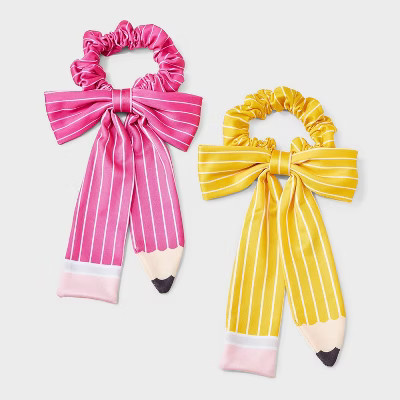 Teacher Pencil Hair Bow Twister Set 2pc - Multicolor | Target