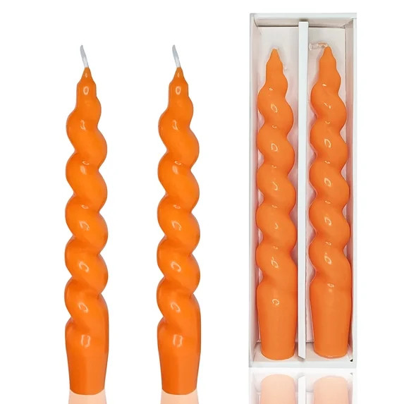 Orange Spiral Taper Candle 7.3inches Short Tapered Candles Cute Twisted Candles Unscented Candle ... | Walmart (US)