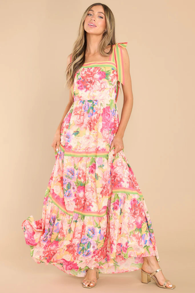 Quite The View Yellow Floral Maxi Dress | Red Dress 