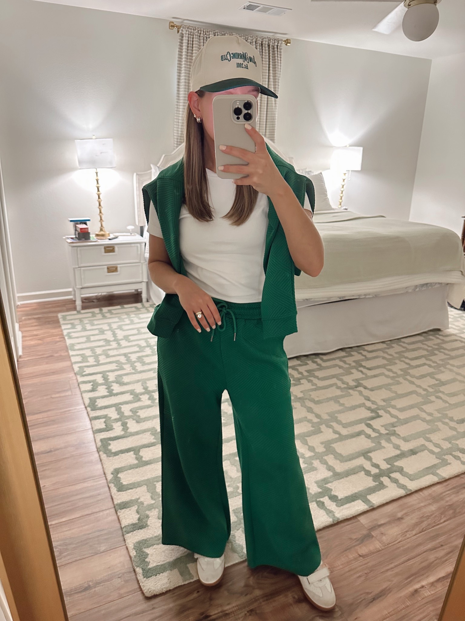 St. Patty’s Day fit 🍀☘️

This set is so comfortable and runs true to size! I linked a few different top variations in the same exact set from Amazon. Decided to pair it with a simple Target tee  to overlay the matching top! Styled it with one of my favorite Amazon trucker hats and my Silent D Seena sneakers! (I linked the Steve Madden ones as well because they’re so similar and come at a better price point!) Also notable to add, these diamond studs (in my second hole) have over 10.5k reviews on Amazon and NO ONE will know they’re not the real thing🤫🥰 The reviews speak for themselves and they are so stunning in person!!! 💎 

green, St. Patrick’s Day, St. Patty’s Day, St. Patty’s, green fit, green outfit, spring fit, spring outfit, summer fit, two piece set, grandmillennial, cute, comfy, casual, errands, comfortable set, set, green set, white tee, Velcro sneakers, silent d, trucker hat, diamonds, diamond earrings, diamond studs