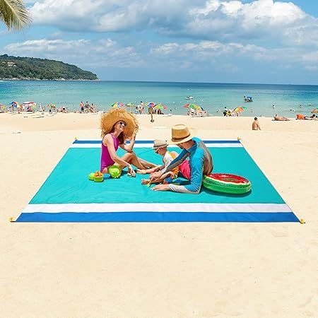 WIWIGO Sandproof Beach Blanket, Oversized Sand Free Beach Mat 79" X 82" Suitable for 4-7 Adults, ... | Amazon (US)