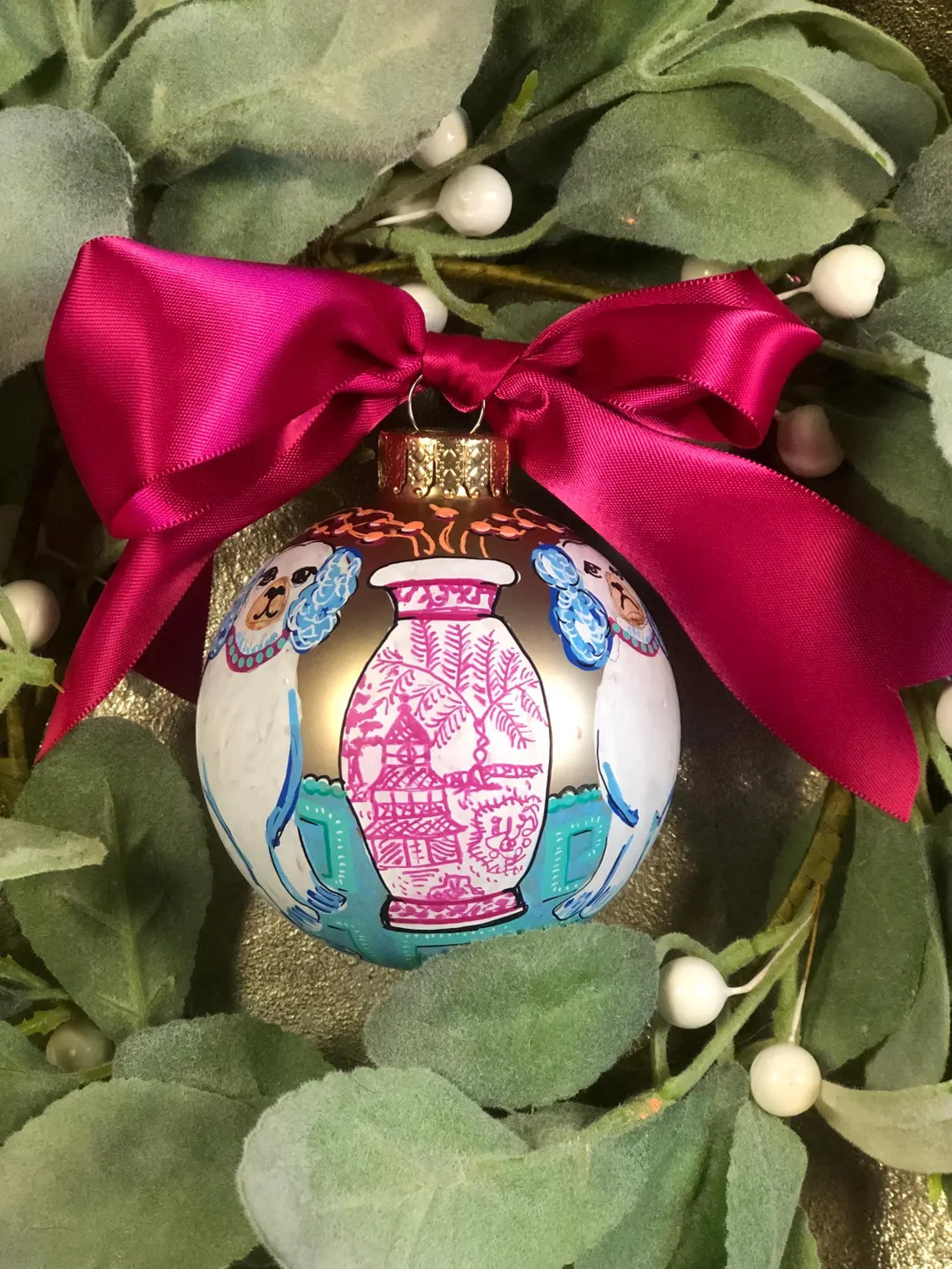 Handpainted Ornament, Gold Staffordshire Christmas Ornaments, Hand Painted, Grandmillennial Chris... | Etsy (US)