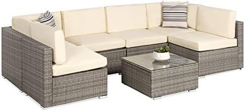 Amazon.com: Best Choice Products 7-Piece Modular Outdoor Sectional Wicker Patio Furniture Convers... | Amazon (US)