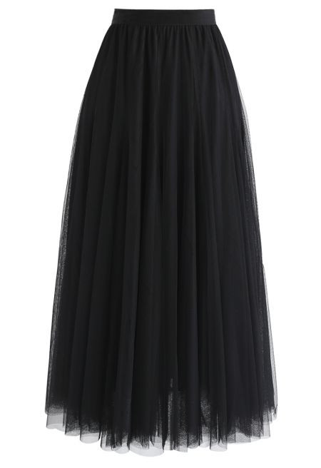 My Secret Garden Tulle Maxi Skirt in Black | Chicwish