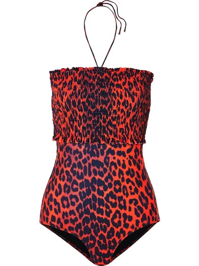 EXCLUSIVE shirred leopard-print halterneck swimsuit | NET-A-PORTER (UK & EU)