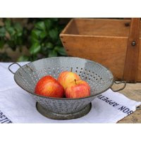 Vintage Enamel Colander, 1920S, Antique Graniteware Colander Bowl, Strainer, Gray Grey Speckled Enamelware French Country Home | Etsy (US)