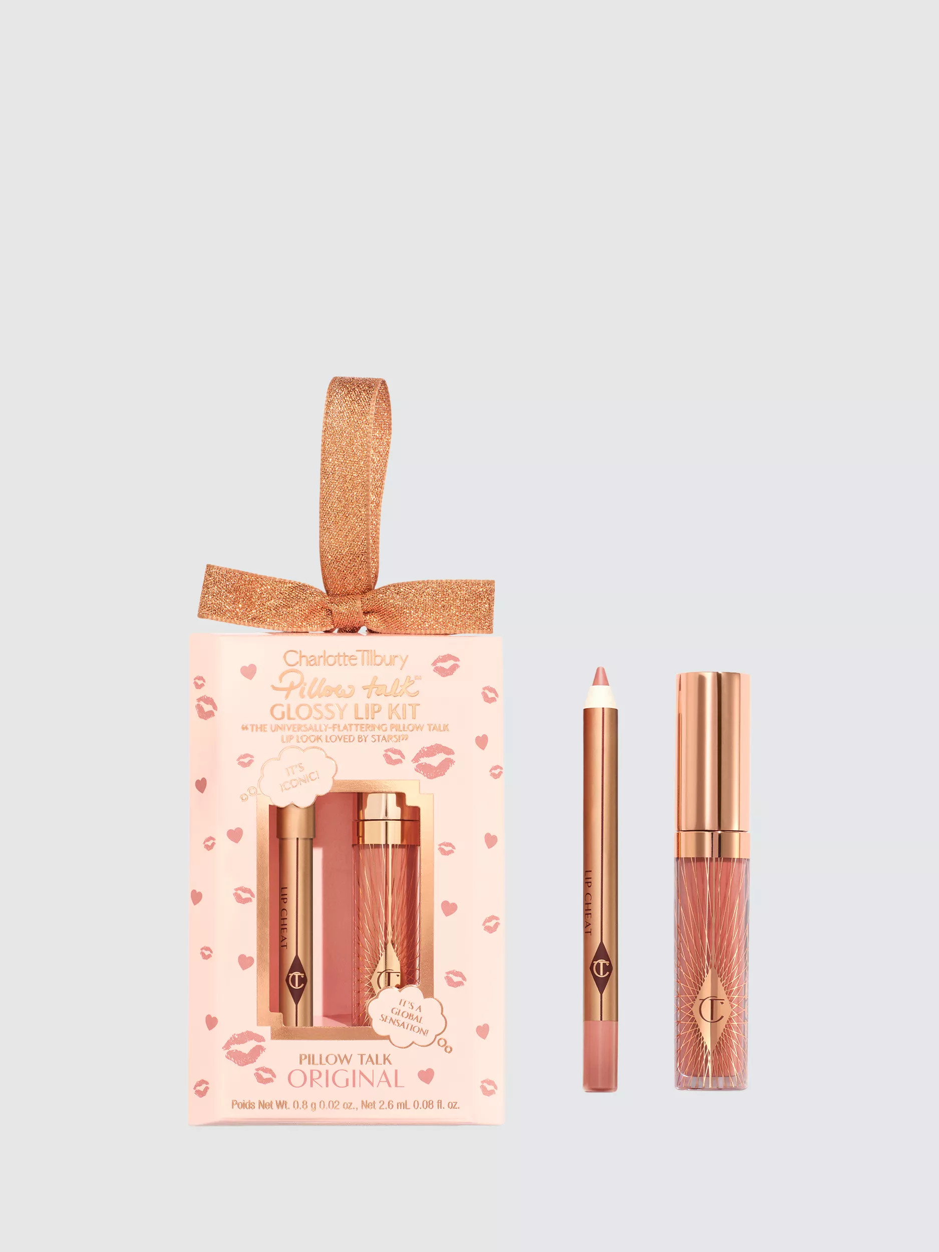 Charlotte Tilbury Pillow Talk Original Mini Glossy Lips Duo Ornament Christmas Makeup Gift Set | John Lewis (UK)
