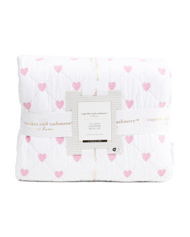 Cotton Embroidered Hearts Quilt Set | TJ Maxx