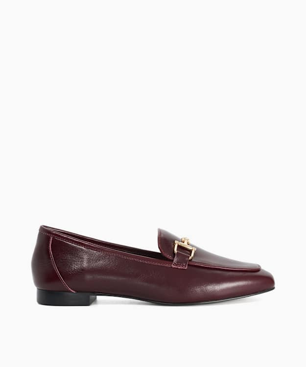 Grained Burgundy, Leather Hardware-Detail Loafers | Dune London | Dune (EU)
