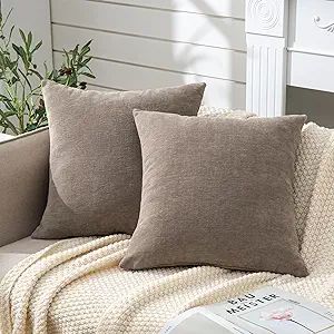 GAWAMAY Decorative Square 16x16 Inch Throw Pillow Covers Set of 2, Super Soft Chenille Pillows Fa... | Amazon (US)