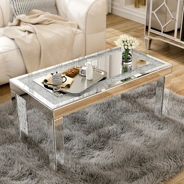 Merrissa Mirrored Coffee Table with Mirror Crystal Board | Wayfair North America