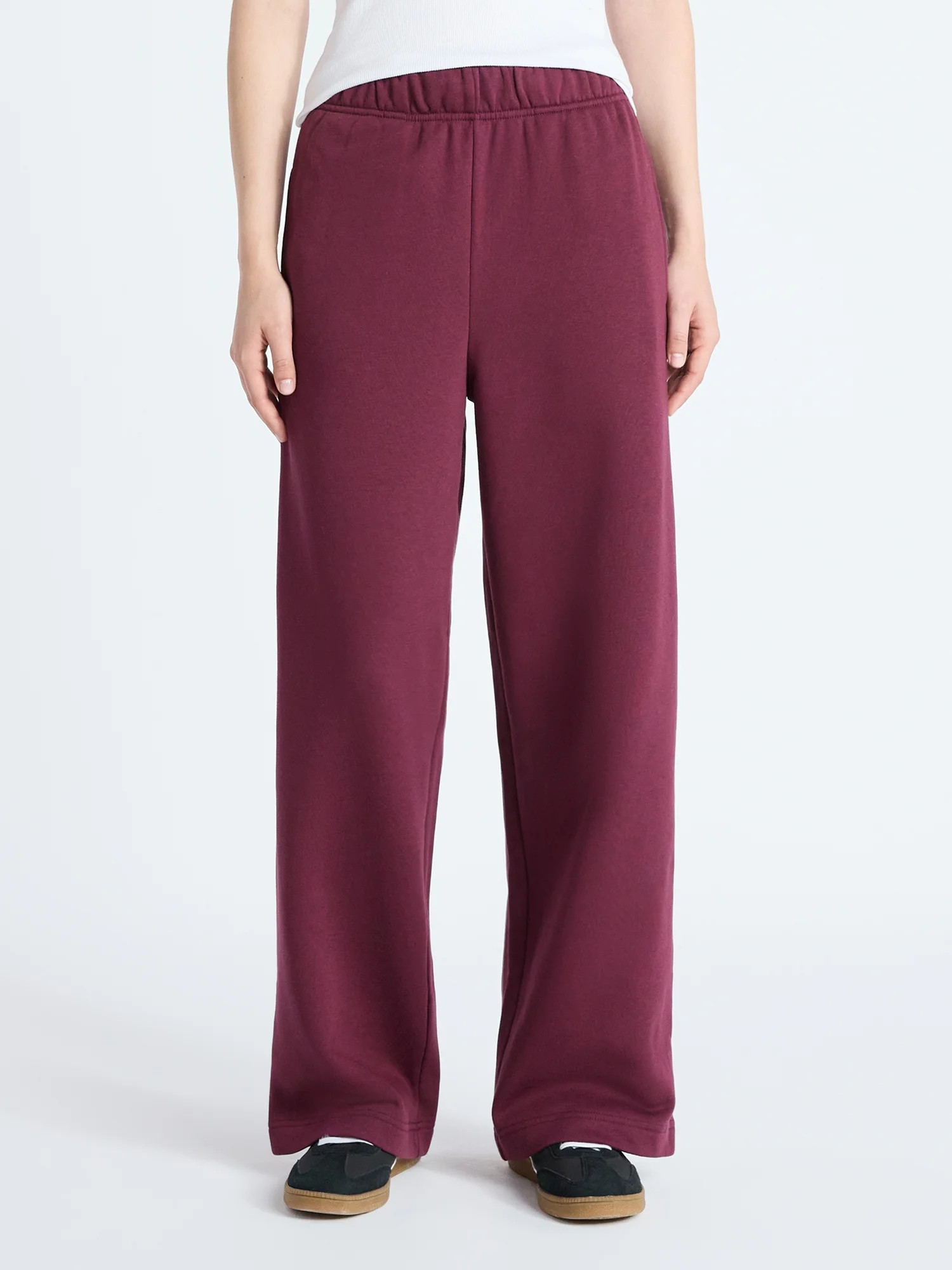 No Boundaries Wide-Leg Foldover Fleece Pants, 30'' Inseam, Women's | Walmart (US)