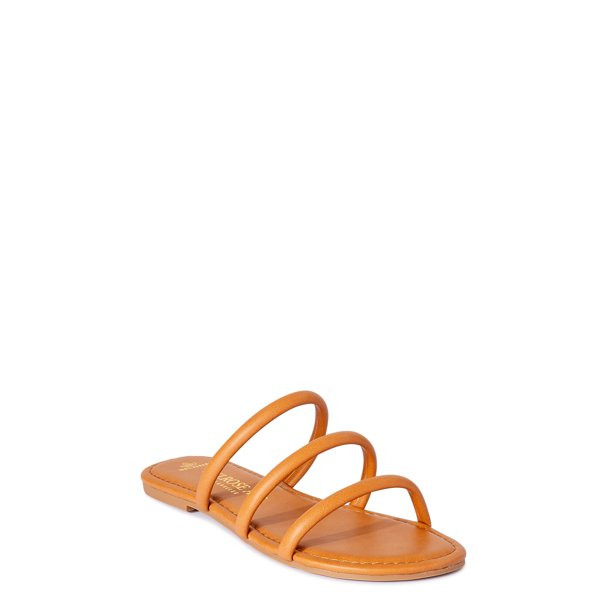 Melrose Ave Vegan Leather Three Strap Slide Sandal (Women's) | Walmart (US)