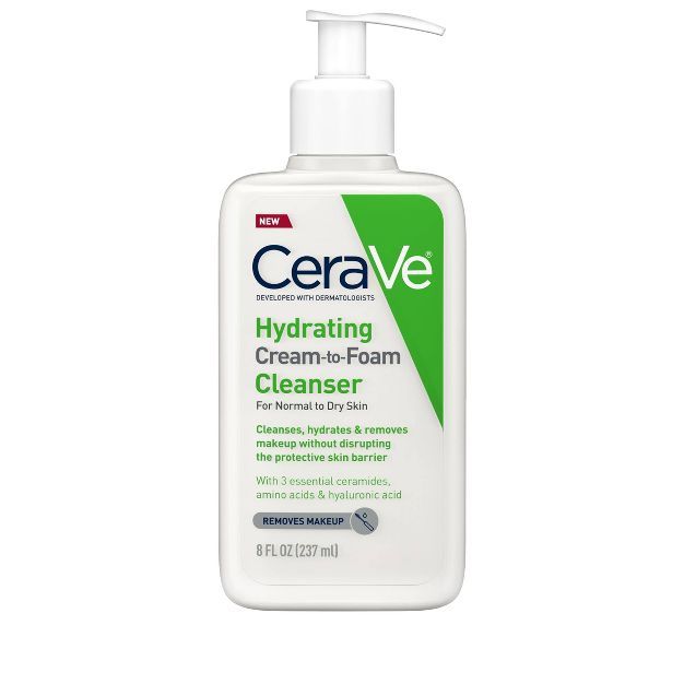 CeraVe Cream-to-Foam Makeup Remover and Face Wash with Hyaluronic Acid Fragrance Free | Target