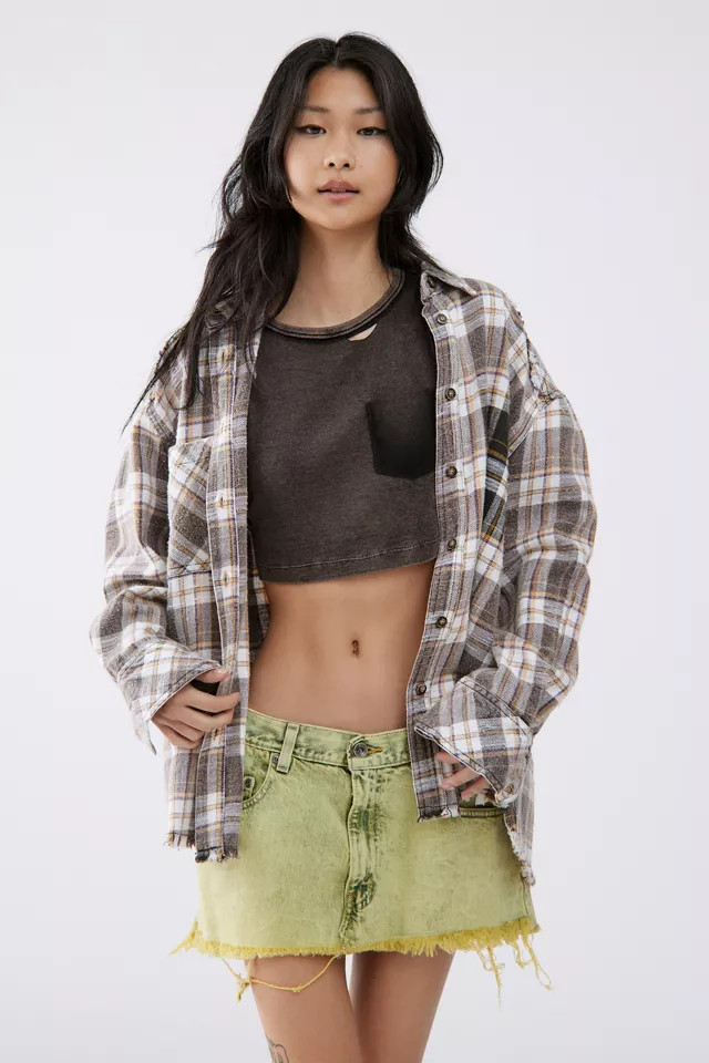 BDG Andy Flannel Distressed Button-Down Shirt | Urban Outfitters (US and RoW)