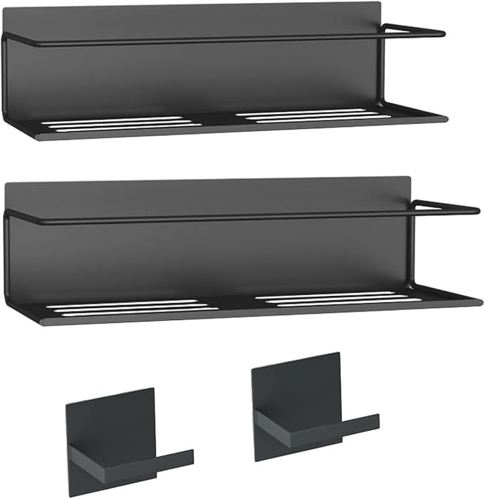 Magnetic Spice Rack For Refrigerator, Space Saving Magnetic Shelf For Fridge Black 2 Pack With Ma... | Amazon (US)