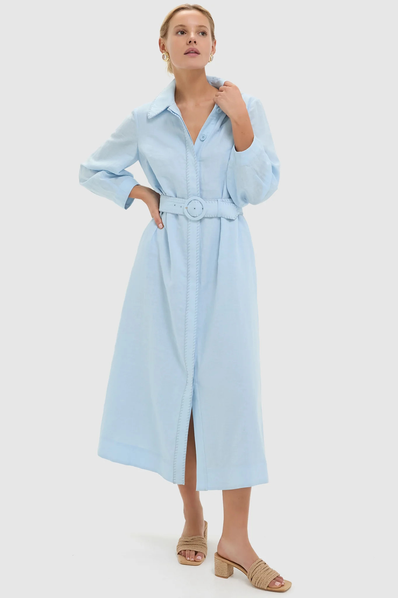 Light Blue Whipstitch Landon Dress | Tuckernuck (US)