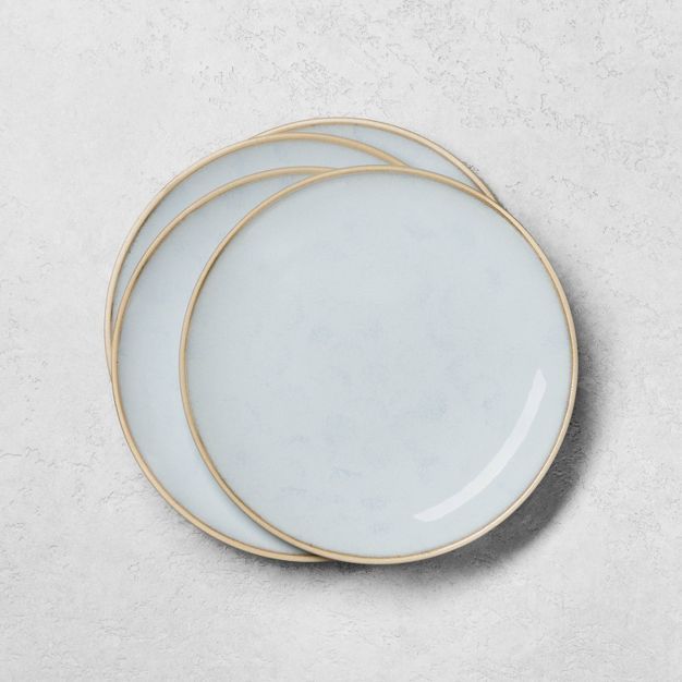 4pk Stoneware Reactive Exposed Rim Salad Plate Set Blue - Hearth & Hand™ with Magnolia | Target