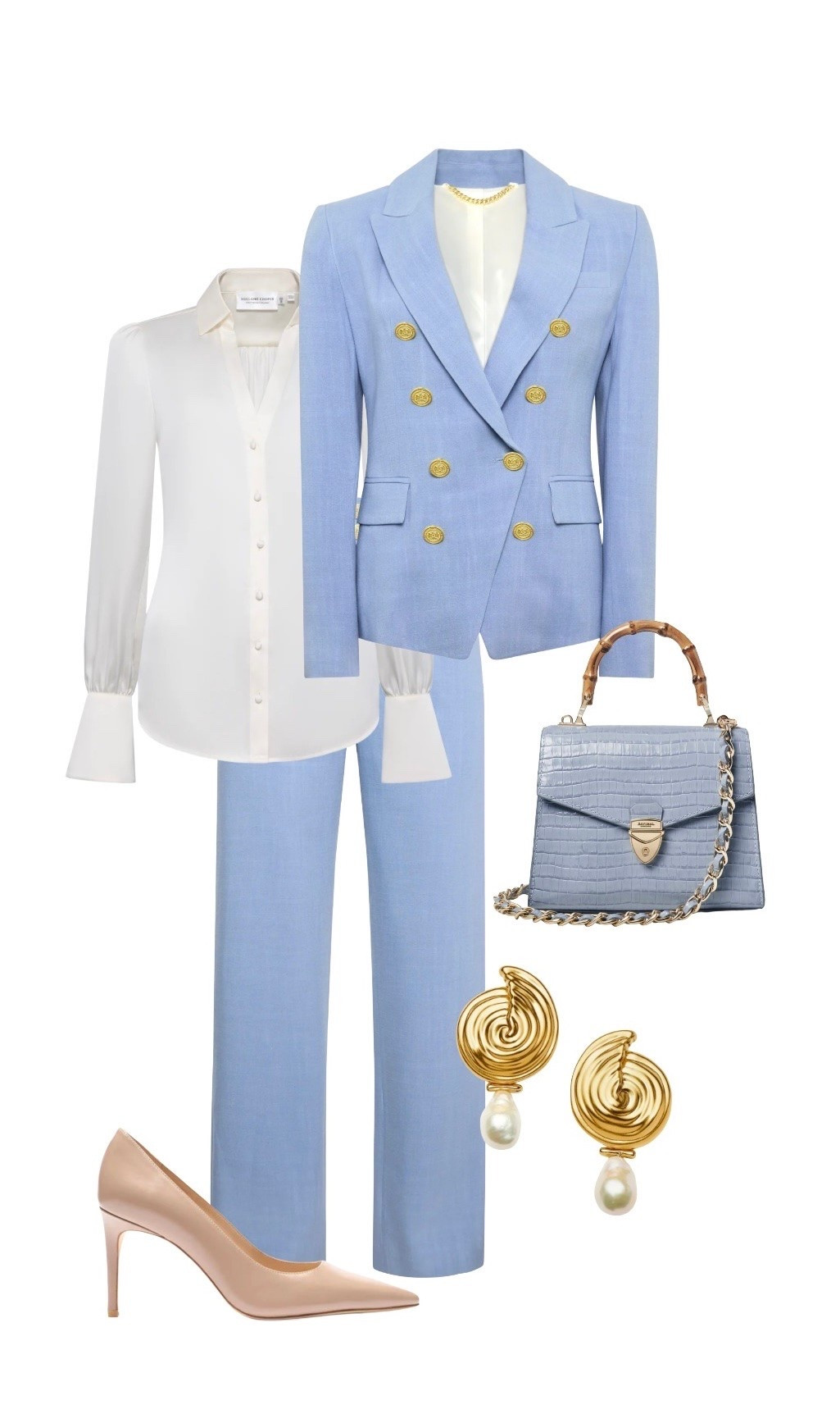 Everyone wants a blue suit since Princess Catherine made her debut in Italy & this is as good as it gets…

Jacket, Blouse & Trousers - Holland Cooper 

Mayfair Bag in Sky Blue - Aspinal of London

Nude Shoes - Stuart Weitzman 

Earrings - Missoma

#LTKeurope #LTKsummer #LTKluxury #LTKuk