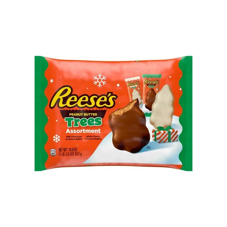 REESE'S, Assorted Milk Chocolate, White Creme Peanut Butter Trees Candy, Christmas, 18.6 oz, Bag ... | Walmart (US)