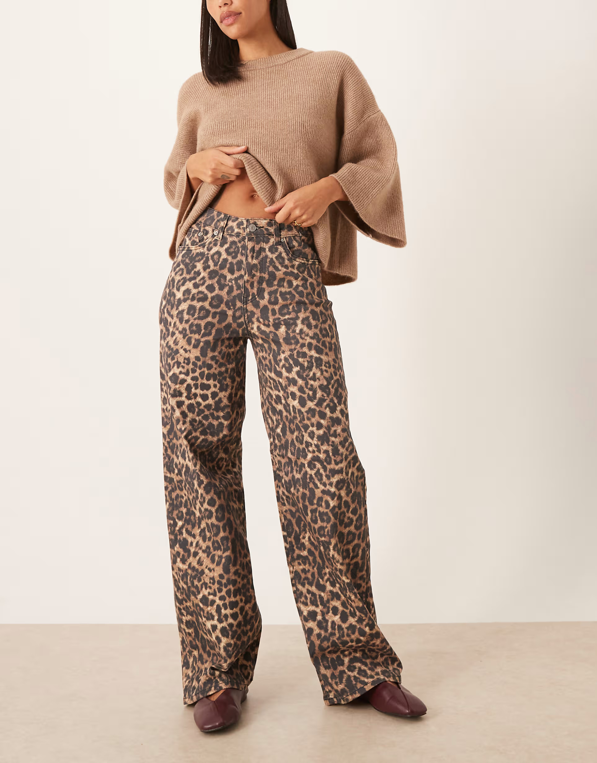 JJXX Tokyo wide fit jeans in leopard print | ASOS (Global)